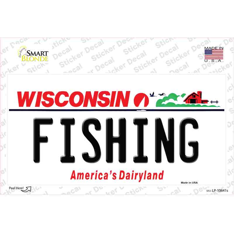 LP-10641s-M Fishing Wisconsin Novelty Sticker Decal, Medium
