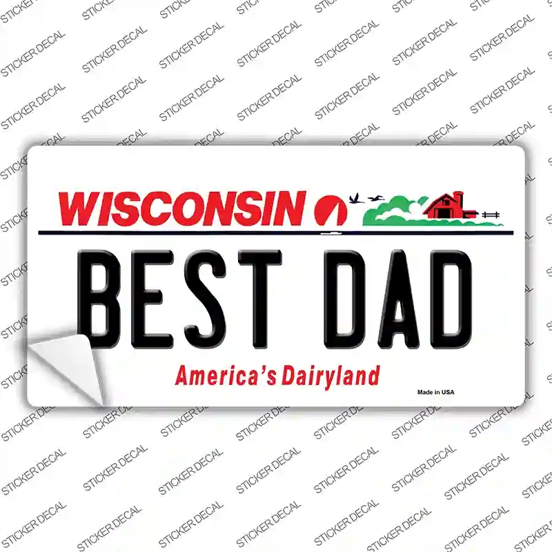 LP-10655s-XL Best Dad Wisconsin Novelty Sticker Decal, Extra Large