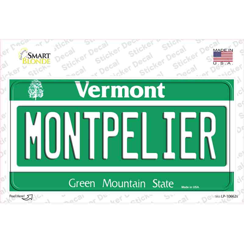 LP-10662s-M Montpelier Vermont Novelty Sticker Decal, Medium
