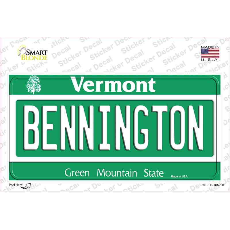 LP-10670s-M Bennington Vermont Novelty Sticker Decal, Medium