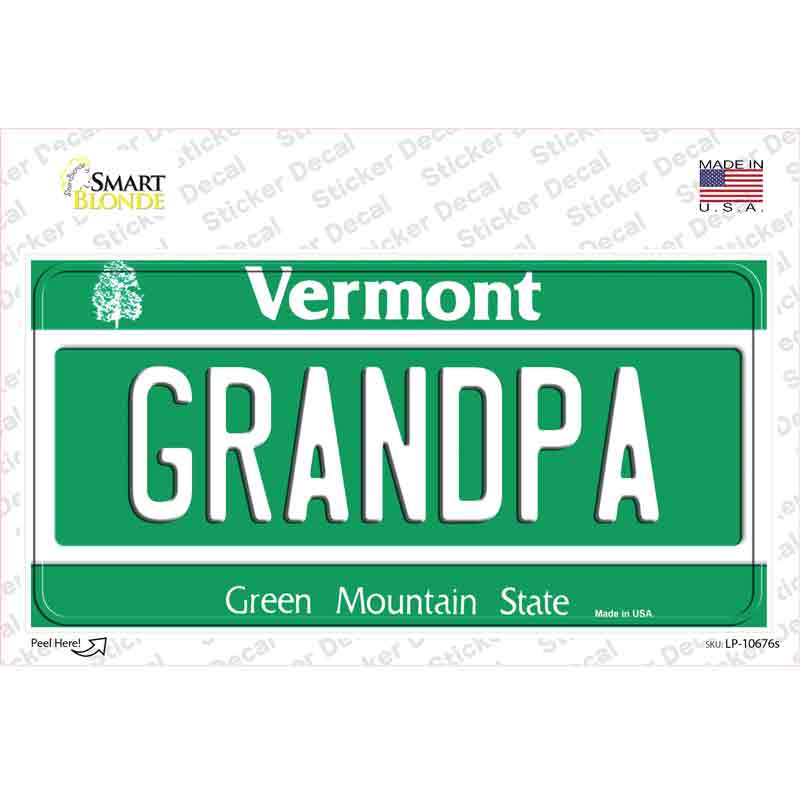 LP-10676s-M Grandpa Vermont Novelty Sticker Decal, Medium