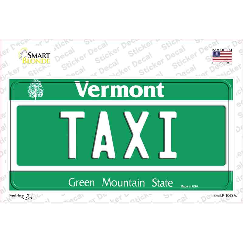 LP-10687s-M Taxi Vermont Novelty Sticker Decal, Medium