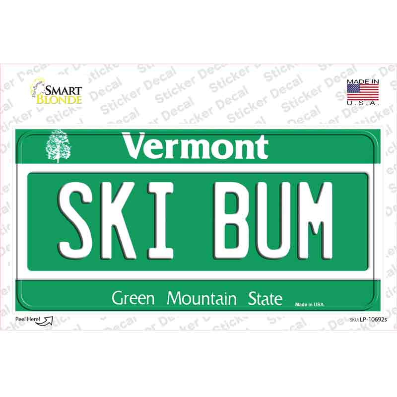 LP-10692s-M Ski Bum Vermont Novelty Sticker Decal, Medium