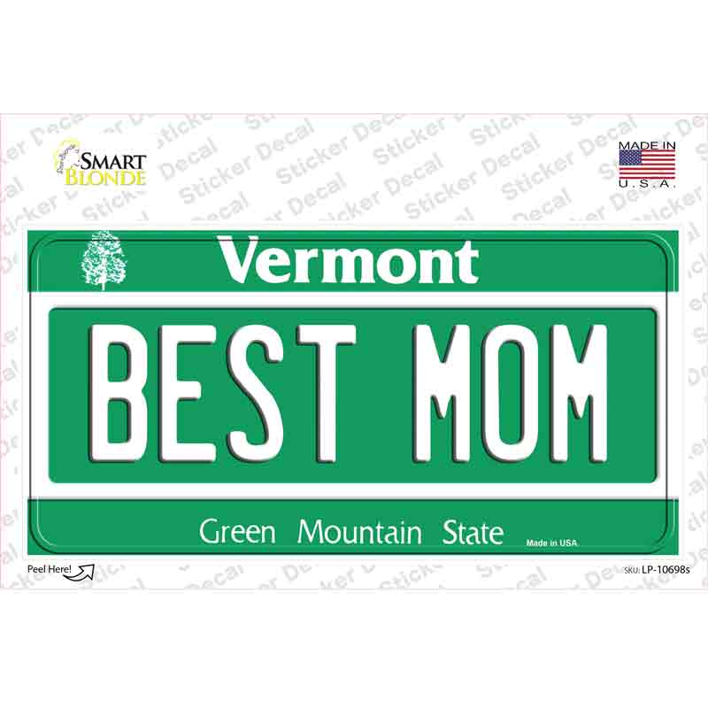 LP-10698s-M Best Mom Vermont Novelty Sticker Decal, Medium