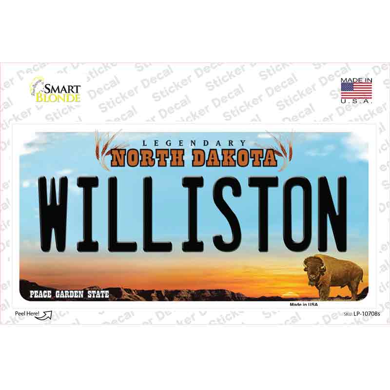 LP-10708s-M Williston North Dakota Novelty Sticker Decal, Medium