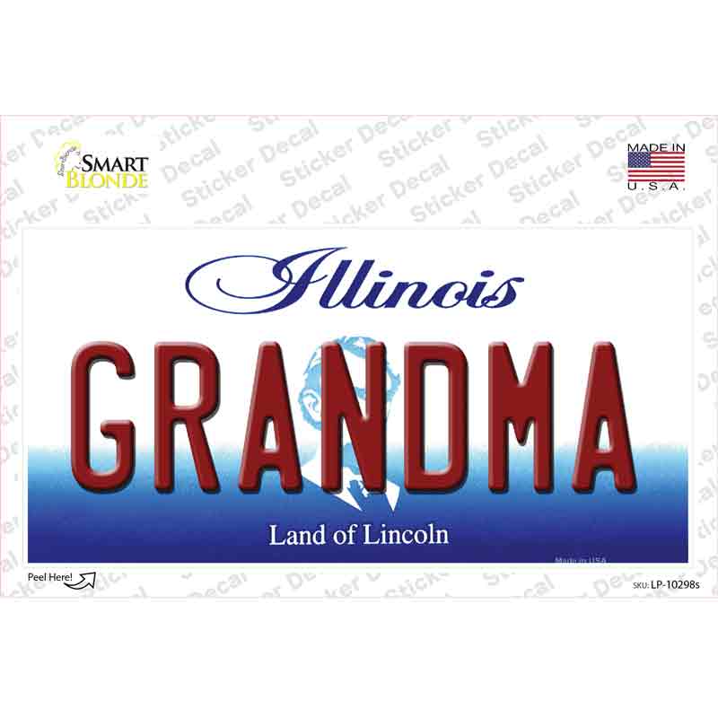 LP-10298s-M Grandma Illinois Novelty Sticker Decal, Medium