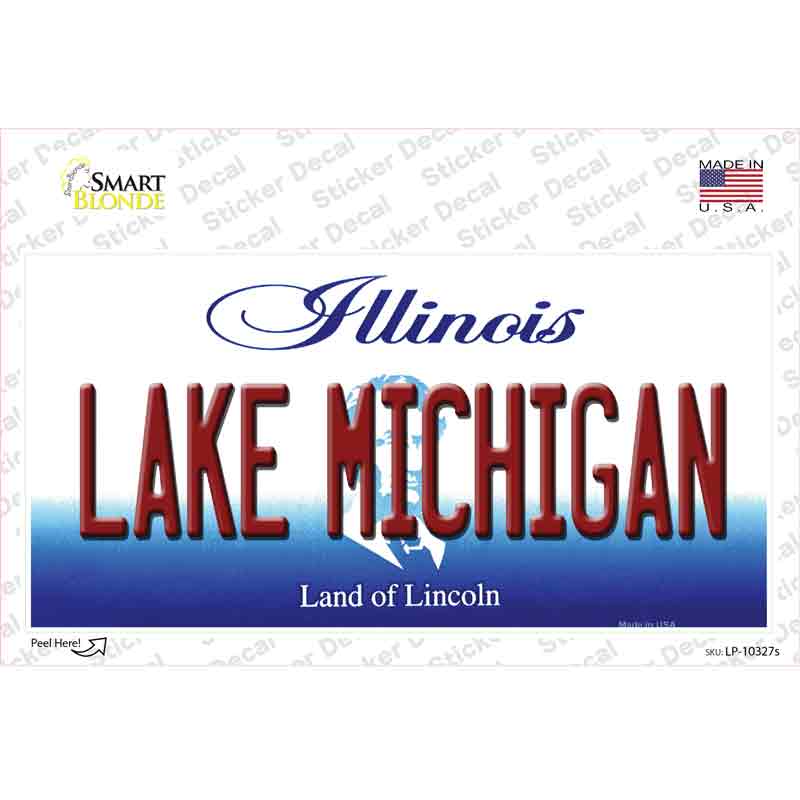 LP-10327s-M Lake Michigan Illinois Novelty Sticker Decal, Medium
