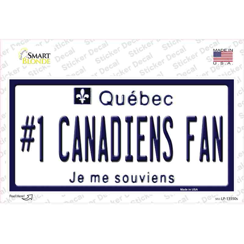 LP-13550s-M Number 1 Canadiens Fan Novelty Sticker Decal, Medium