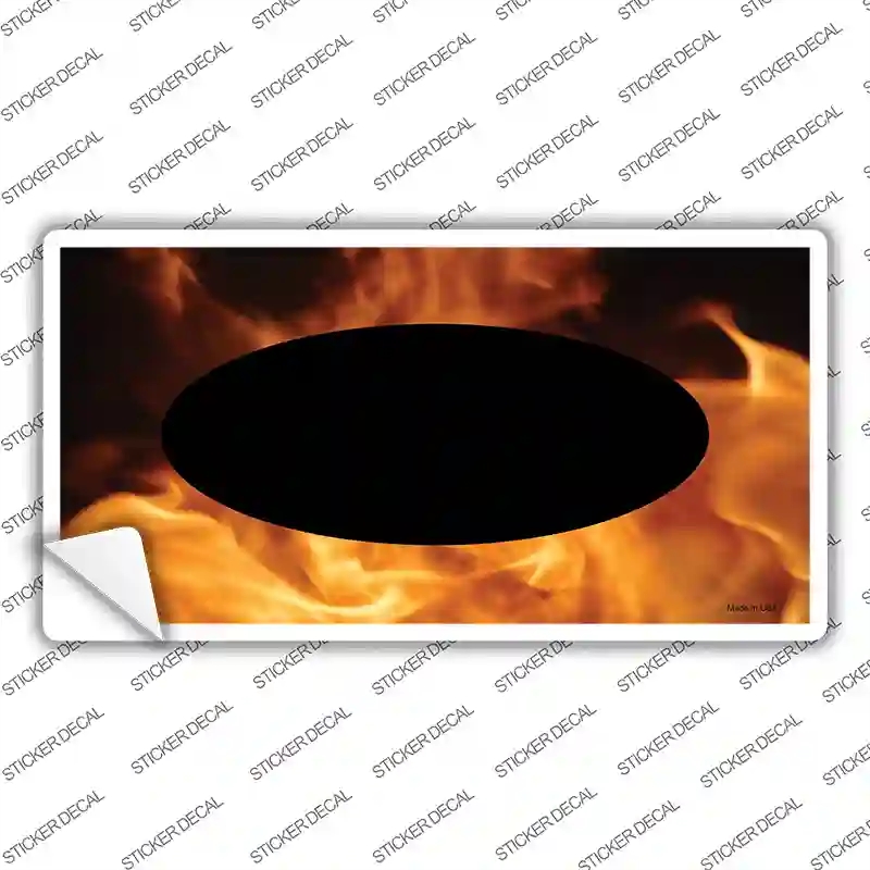 LP-1370s-L Real Flame with Black Center Oval Novelty Sticker Decal, Large