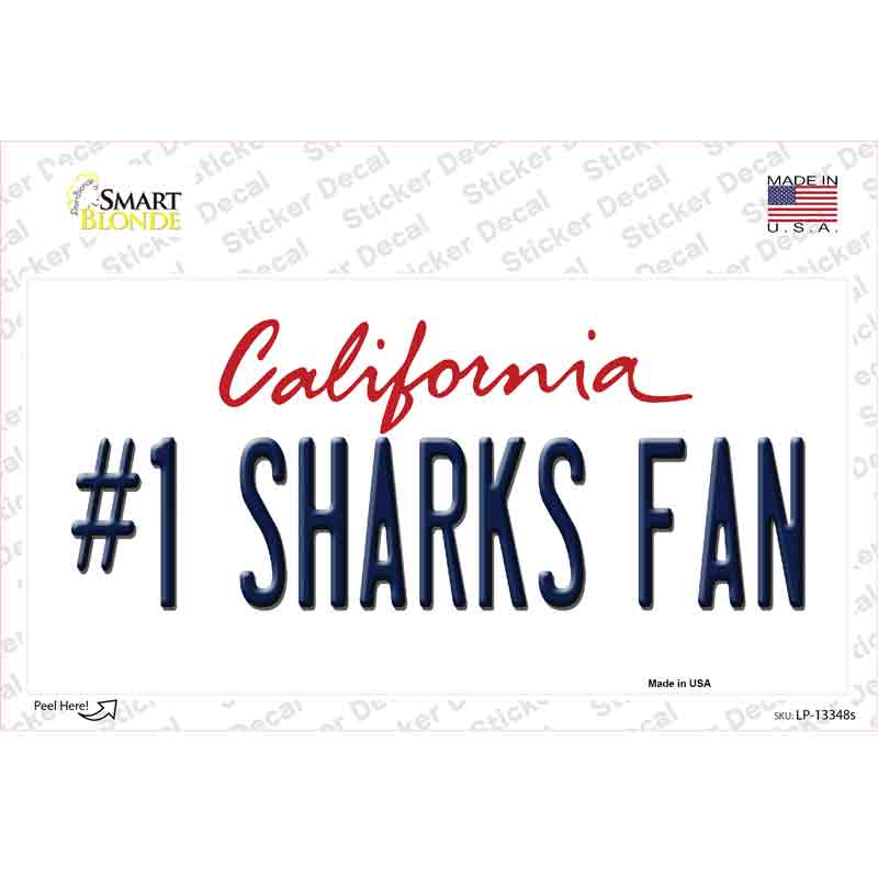 LP-13348s-M Number 1 Sharks Fan Novelty Sticker Decal, Medium