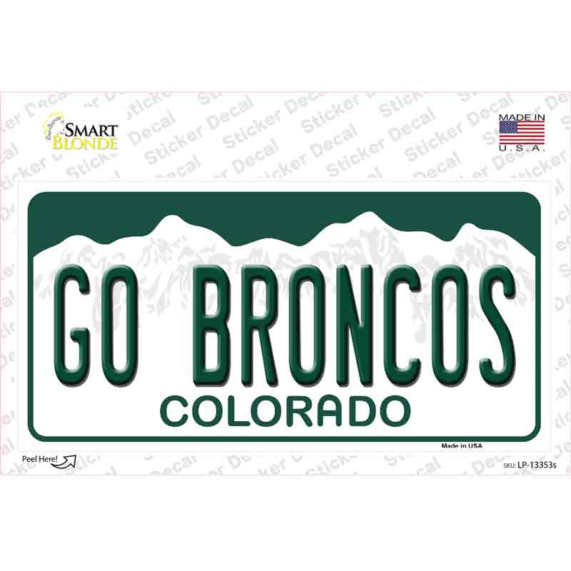 LP-13353s-M Go Broncos Novelty Sticker Decal, Medium