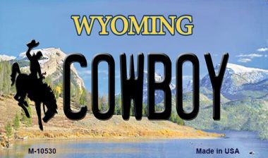 M-10530 3.5 x 2 in. Cowboy Wyoming State License Plate Magnet