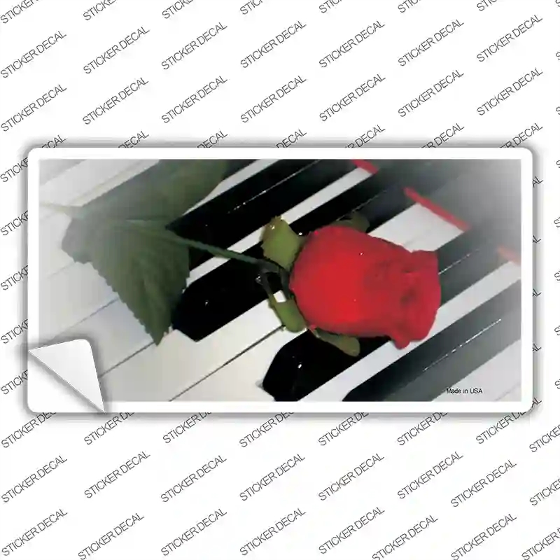 LP-1335s-XL Piano Key Red Rose Novelty Sticker Decal, Extra Large