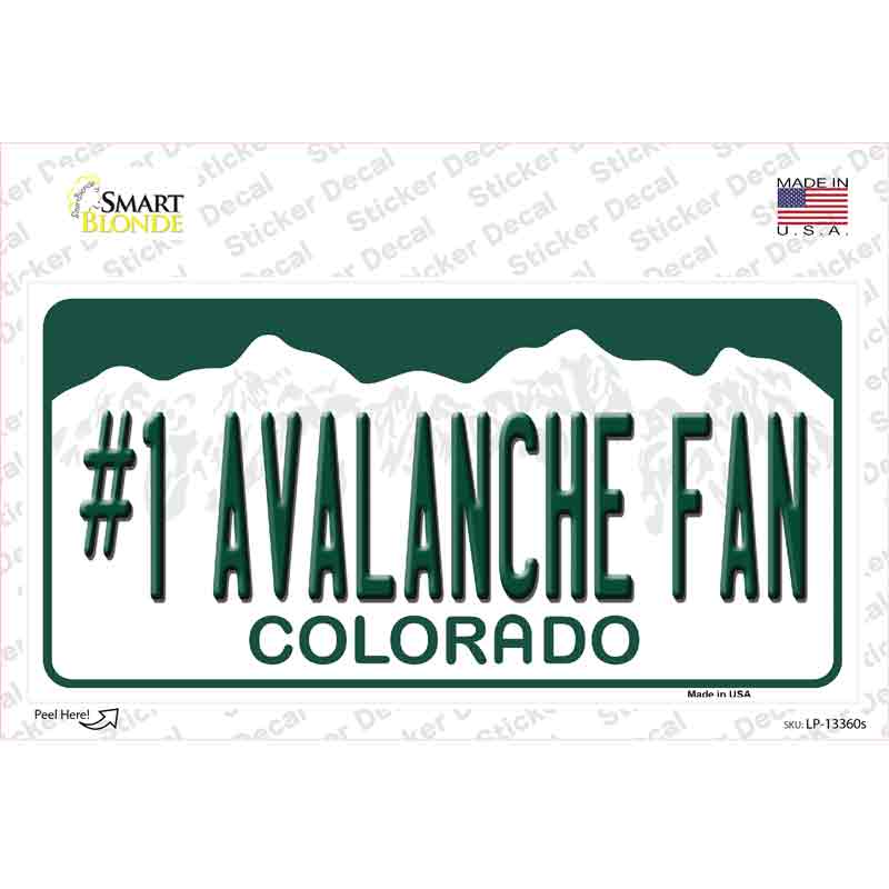 LP-13360s-M Number 1 Avalanche Fan Novelty Sticker Decal, Medium