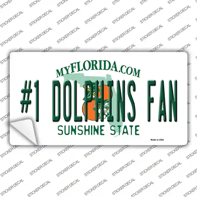 LP-13364s-L Number 1 Dolphins Fan Novelty Sticker Decal, Large