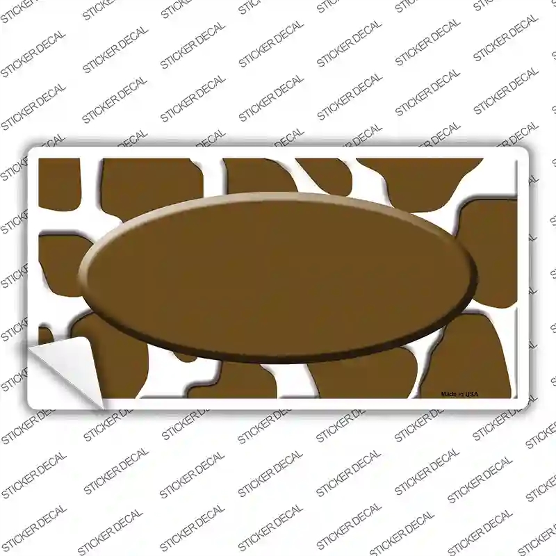 LP-1393s-S Brown White Giraffe Center Oval Novelty Sticker Decal, Small