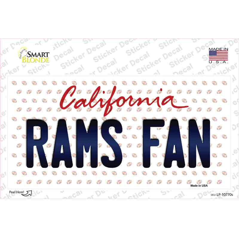 LP-10770s-M Rams Fan California Novelty Sticker Decal, Medium