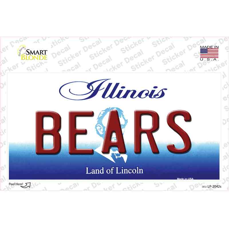 LP-2042s-M Bears Illinois State Novelty Sticker Decal, Medium