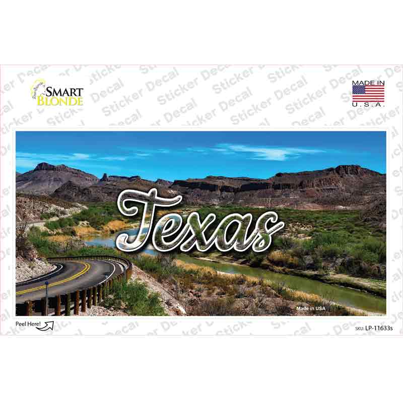 LP-11633s-M Texas Open Mountain Road State Novelty Sticker Decal, Medium