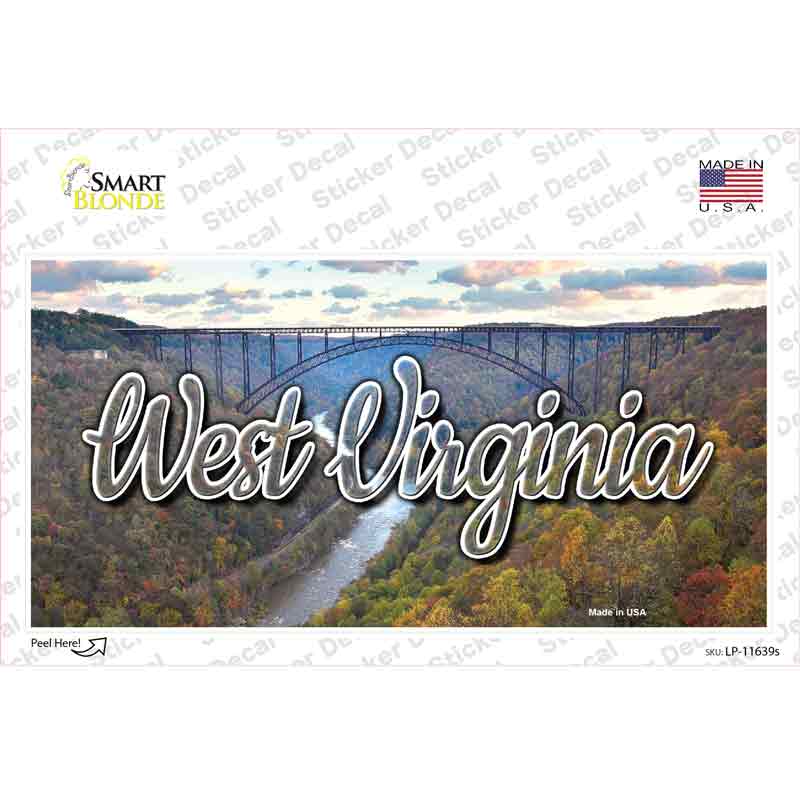 LP-11639s-M West Virginia River Bridge State Novelty Sticker Decal, Medium