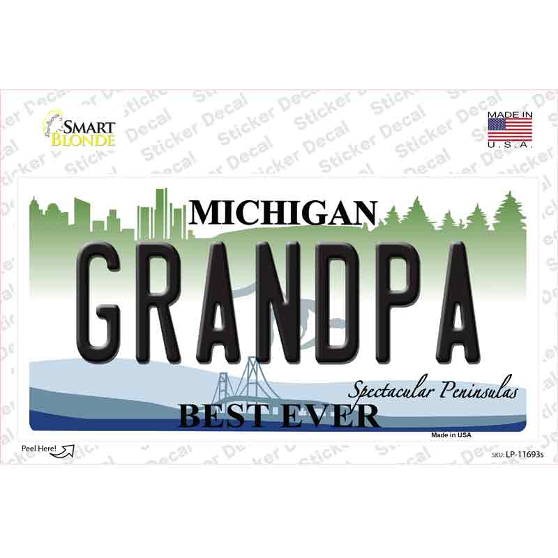 LP-11693s-M Grandpa Michigan Novelty Sticker Decal, Medium