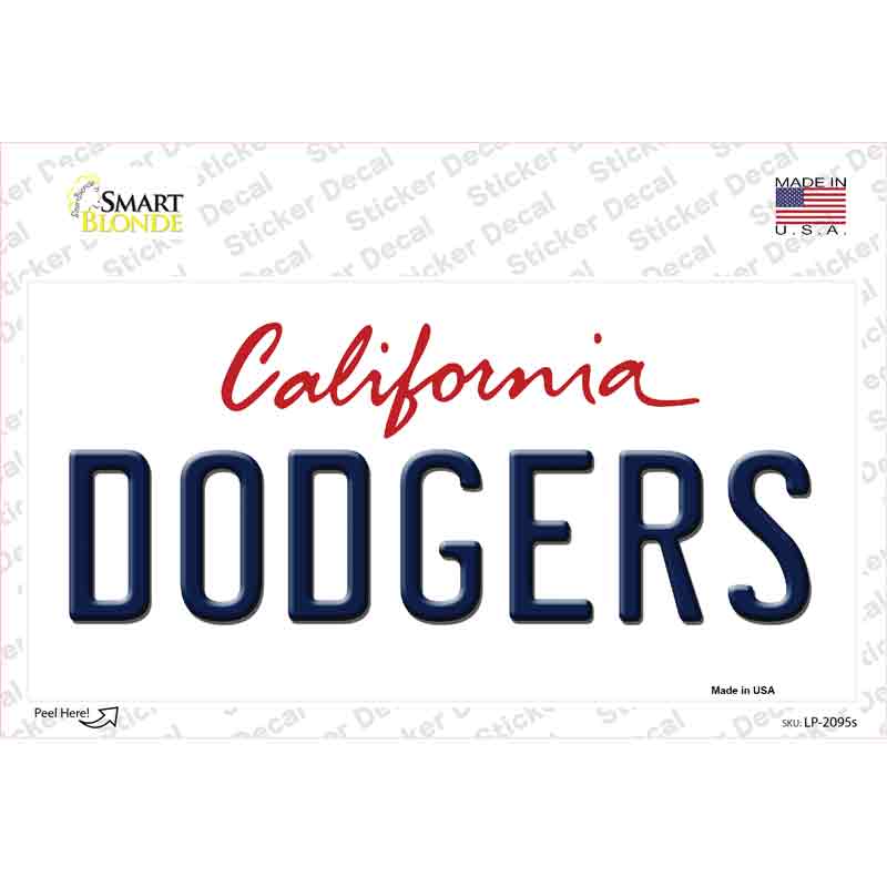 LP-2095s-M Dodgers California State Novelty Sticker Decal, Medium