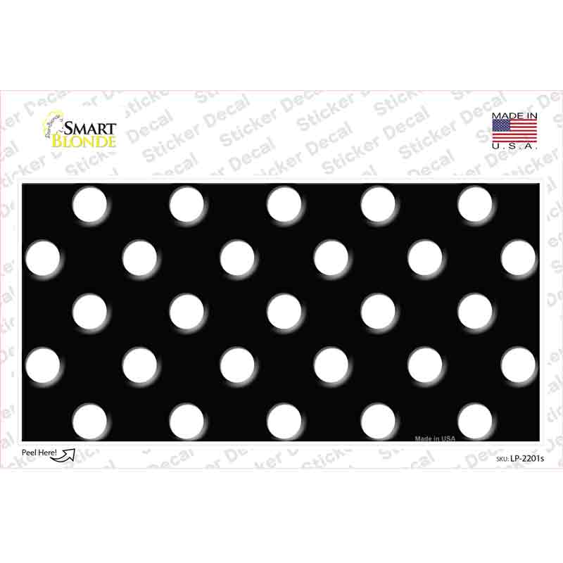 LP-2201s-M White Polka Dots Black Novelty Sticker Decal, Medium