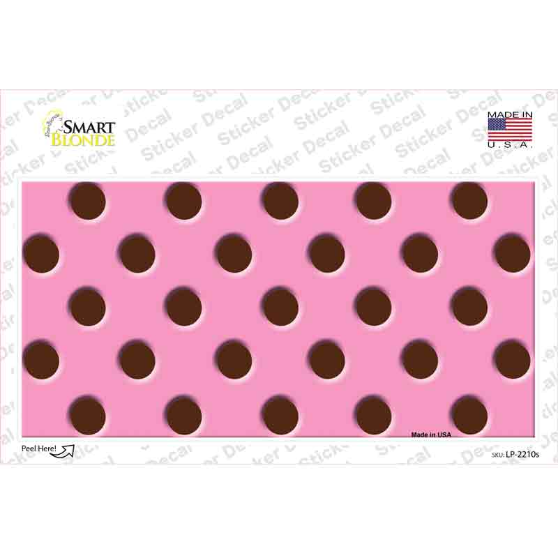 LP-2210s-M Chocolate Brown Polka Dots Pink Novelty Sticker Decal, Medium