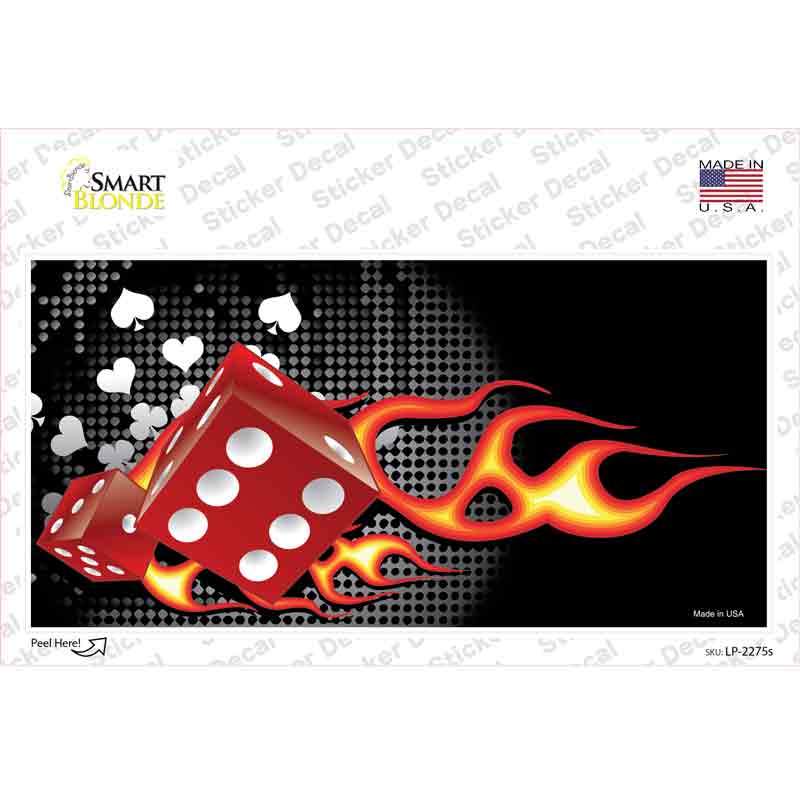 LP-2275s-M Fire Dice Flame Novelty Sticker Decal, Medium