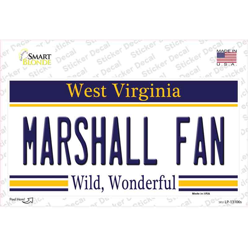 LP-13106s-M Marshall Fan Novelty Sticker Decal, Medium