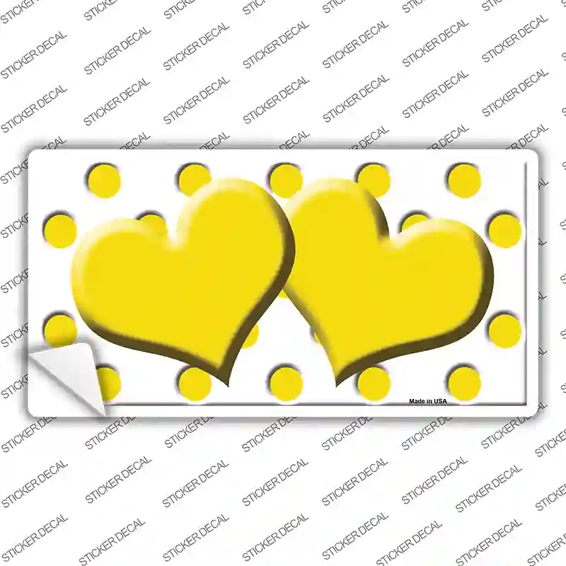 LP-4243s-XL Yellow White Polka Dot Centered Hearts Novelty Sticker Decal, Extra Large