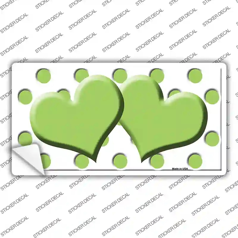 LP-4250s-XL Lime Green White Polka Dot Centered Hearts Novelty Sticker Decal, Extra Large