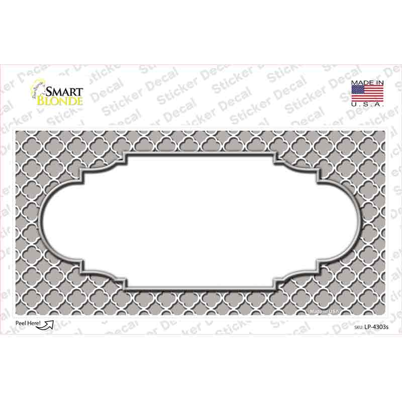 LP-4303s-M Gray White Quatrefoil Center Scallop Novelty Sticker Decal, Medium