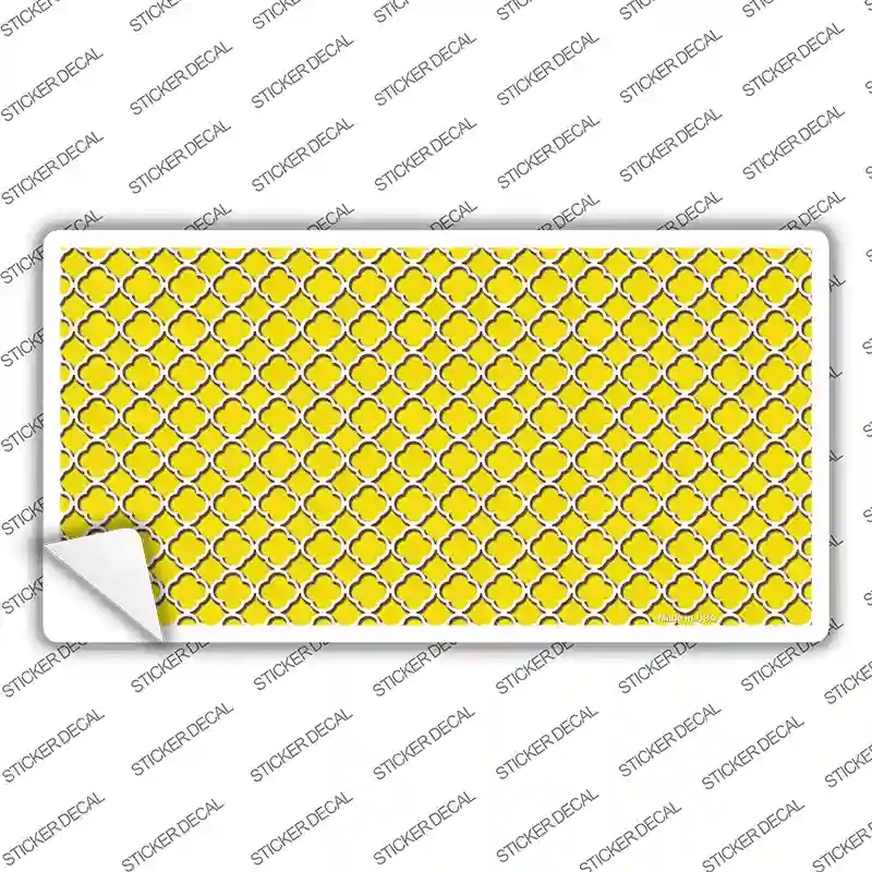 LP-4315s-L Yellow White Quatrefoil Novelty Sticker Decal, Large