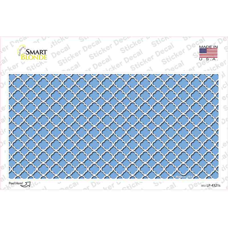 LP-4321s-M Light Blue White Quatrefoil Novelty Sticker Decal, Medium