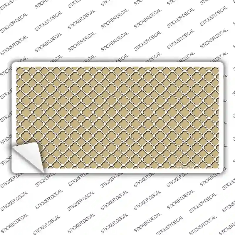 LP-4324s-L Gold White Quatrefoil Novelty Sticker Decal, Large
