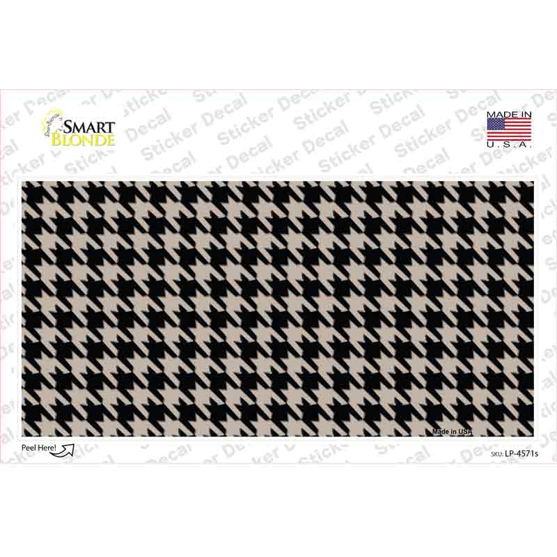 LP-4571s-M Tan Black Houndstooth Novelty Sticker Decal, Medium