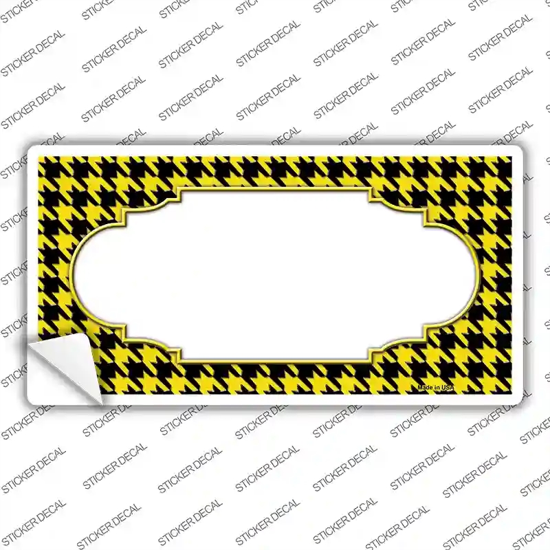 LP-4592s-S Yellow Black Houndstooth Scallop Center Novelty Sticker Decal, Small