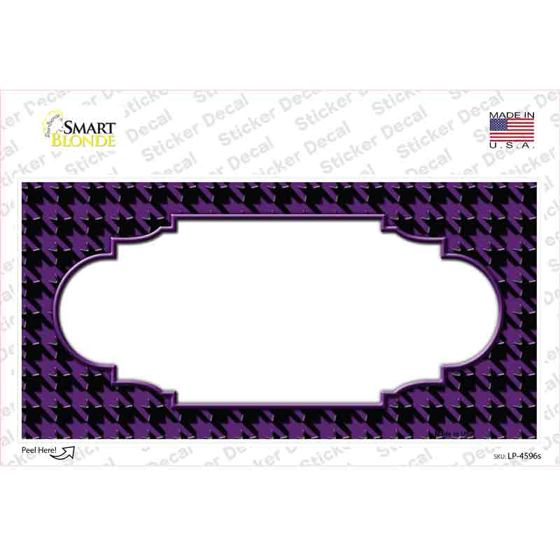 LP-4596s-M Purple Black Houndstooth Scallop Center Novelty Sticker Decal, Medium