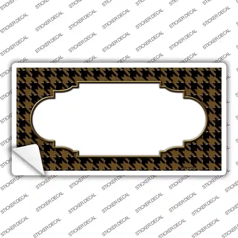LP-4597s-S Brown Black Houndstooth Scallop Center Novelty Sticker Decal, Small