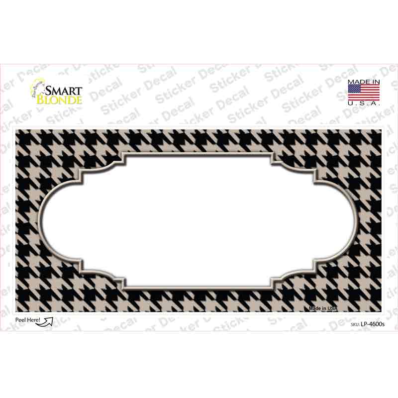 LP-4600s-M Tan Black Houndstooth Scallop Center Novelty Sticker Decal, Medium