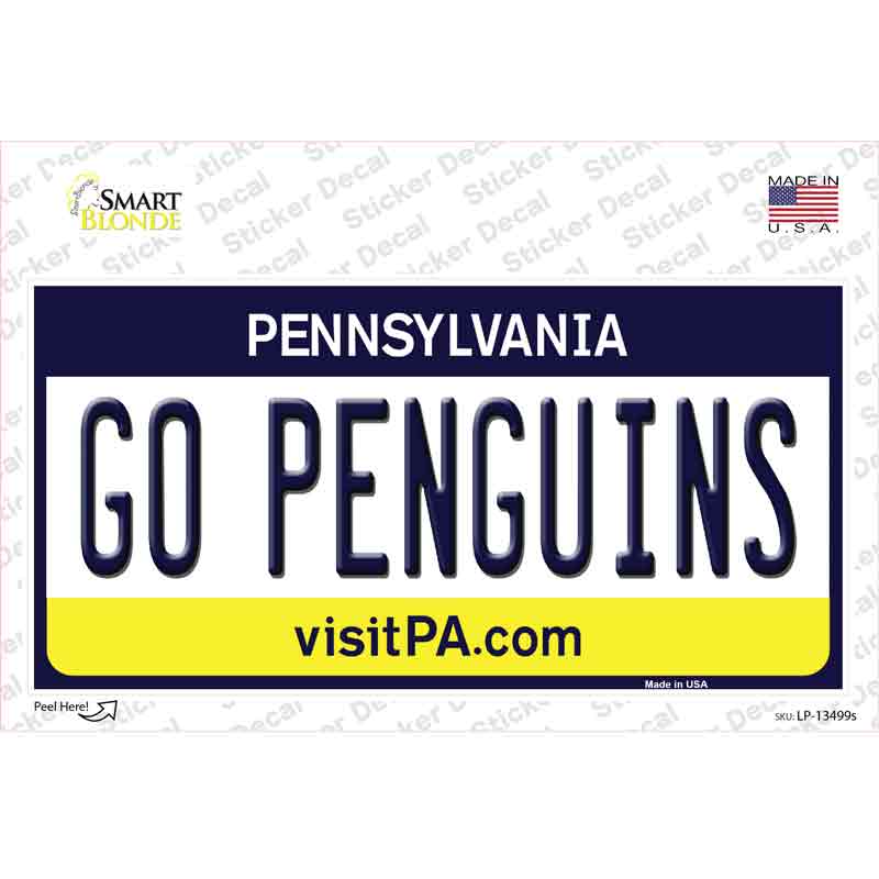 LP-13499s-M Go Penguins Novelty Sticker Decal, Medium