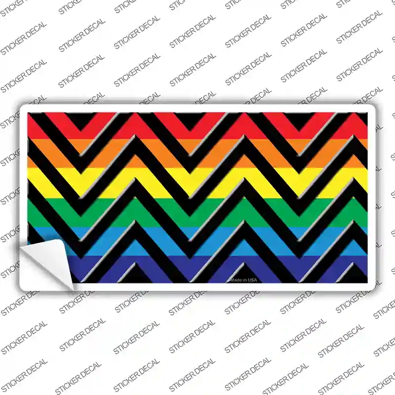 LP-4766s-S Rainbow Black Chevron Novelty Sticker Decal, Small