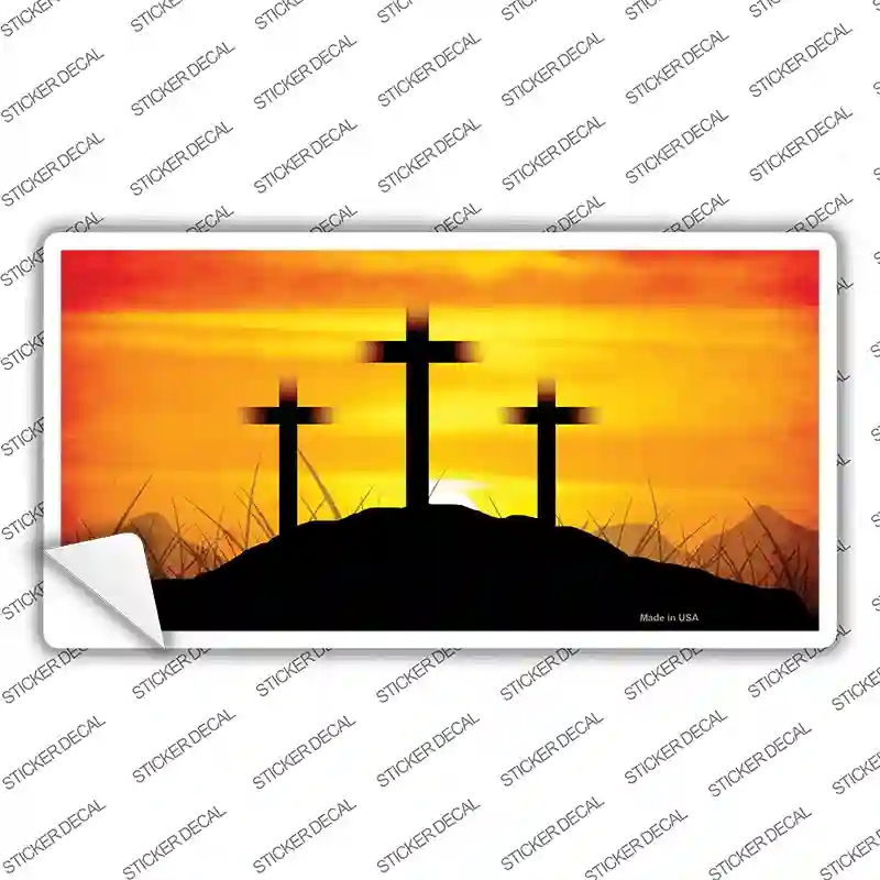 LP-4777s-XL Three Crosses Sunset Novelty Sticker Decal, Extra Large