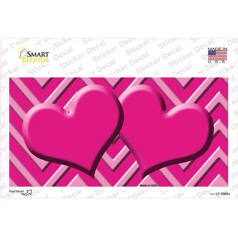 LP-4966s-M Pink Light Pink Heart Chevron Novelty Sticker Decal, Medium