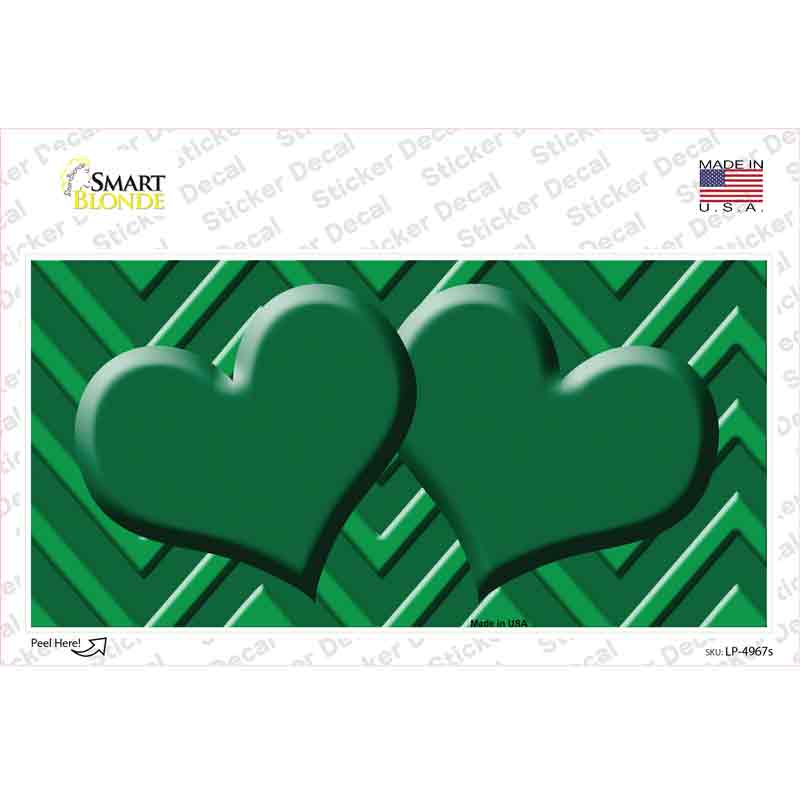 LP-4967s-M Green Light Green Heart Chevron Novelty Sticker Decal, Medium