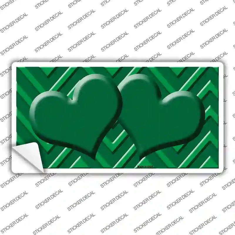 LP-4967s-S Green Light Green Heart Chevron Novelty Sticker Decal, Small