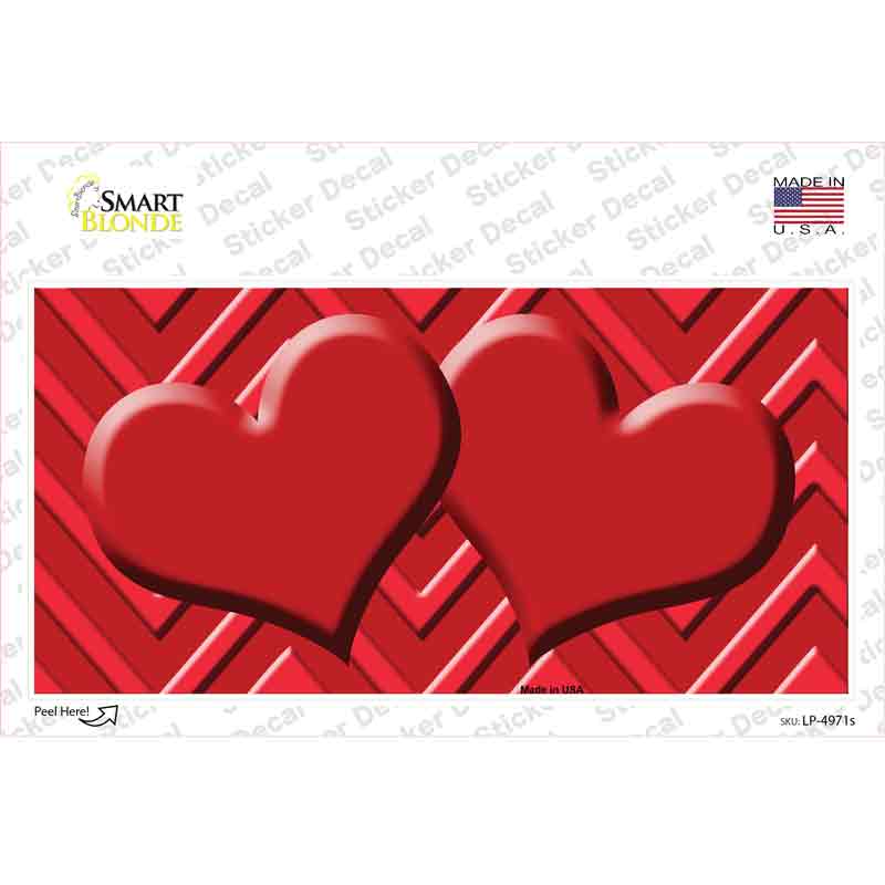 LP-4971s-M Red Light Red Heart Chevron Novelty Sticker Decal, Medium