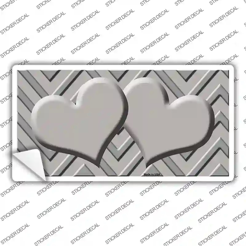 LP-4972s-L Gray Light Gray Heart Chevron Novelty Sticker Decal, Large