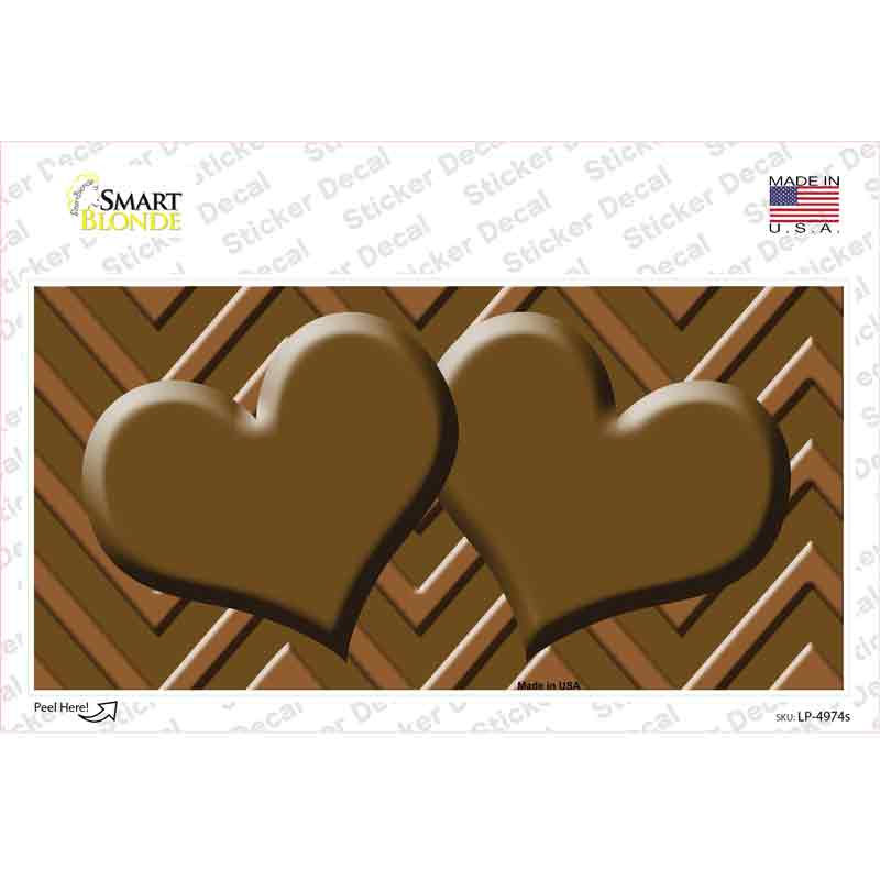LP-4974s-M Brown Light Brown Heart Chevron Novelty Sticker Decal, Medium